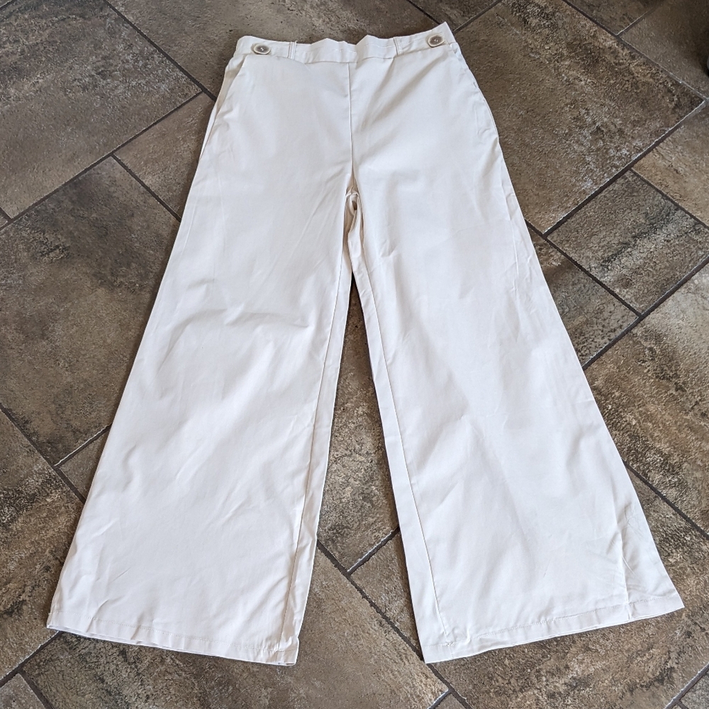 Zanzea Wide Leg Casual Sporty Chic Feminine Work Weekend Pants Size XL Cream